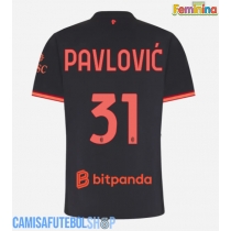Camisa de time de futebol AC Milan Strahinja Pavlovic #31 Replicas 3º Equipamento Feminina 2026-27 Manga Curta